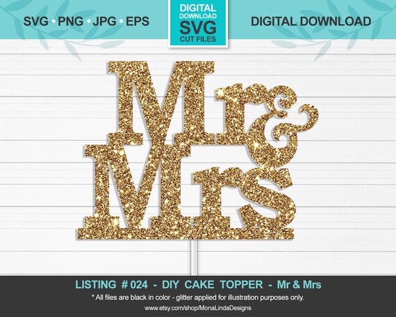 Mr And Mrs Cake Topper Svg Mr And Mrs Cake Topper Wedding Etsy