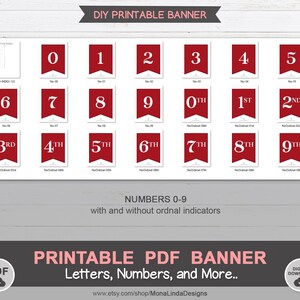 Printable PDF BANNER / Red and White Printable PDF Alphabet Letter ...