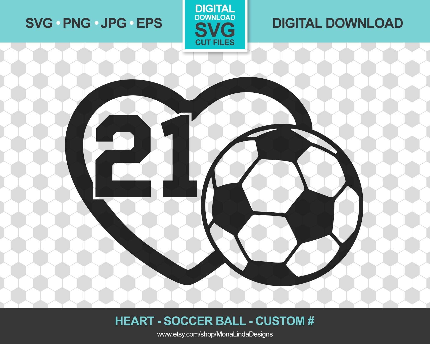 Custom Soccer Ballheart With Custom Number Svg Png Pdf Etsy