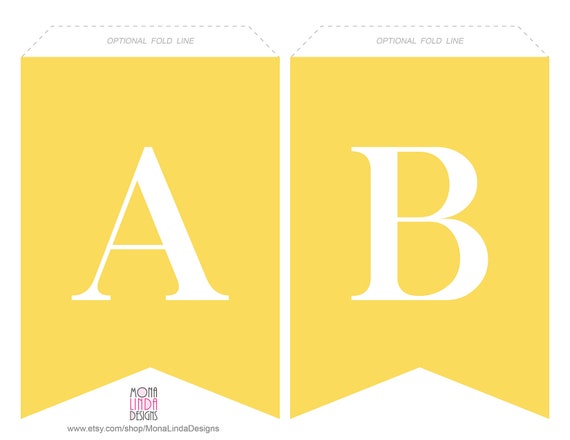 yellow printable pdf bannerprintable alphabet letter etsy