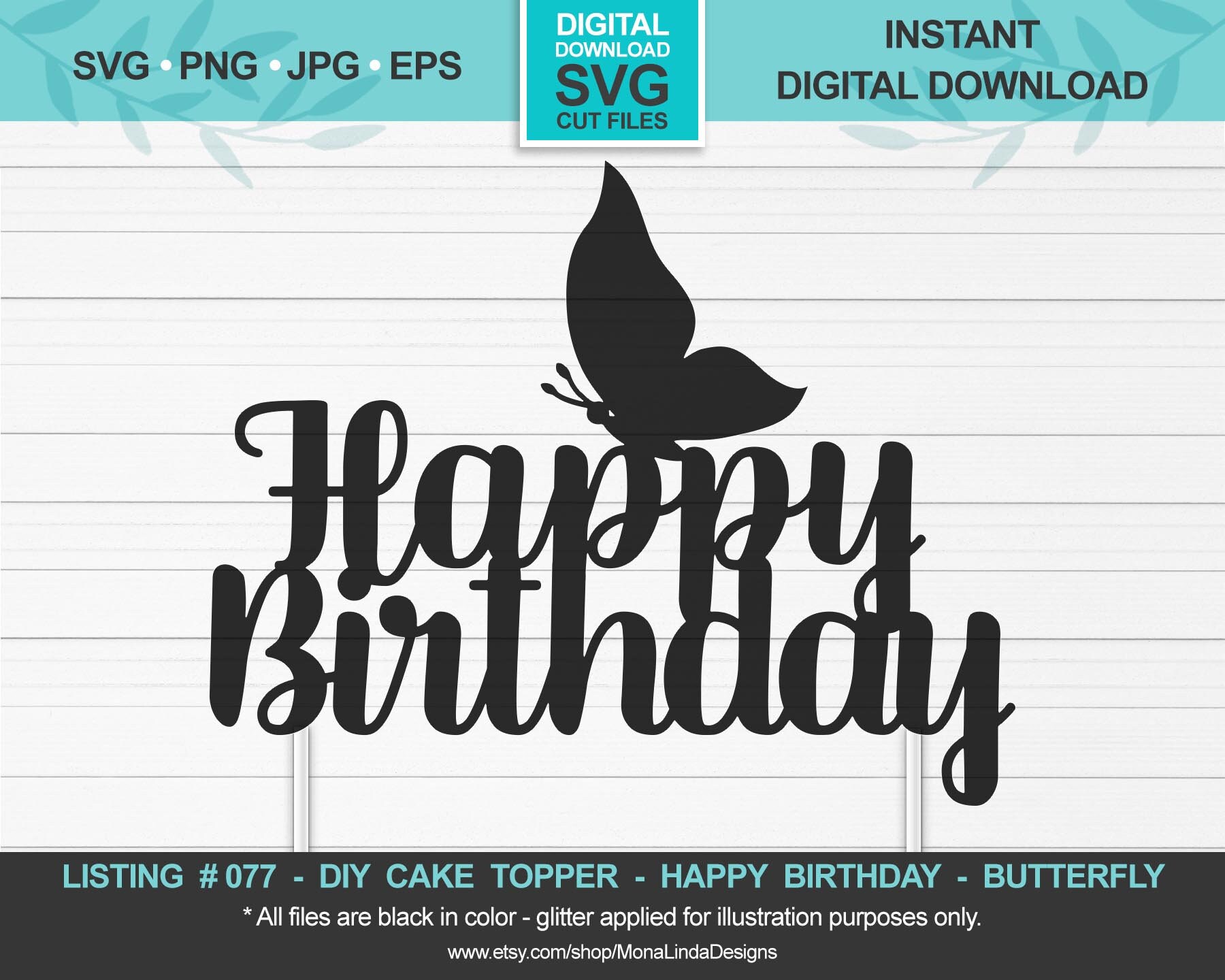 Download Happy Birthday Svg Cake Topper Butterfly Birthday Svg Cut Etsy