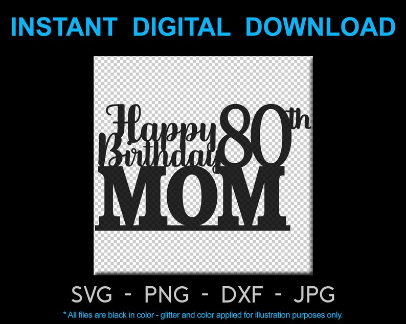 Download Happy 80th Birthday Mom SVG Cake Topper Birthday svg cut ...