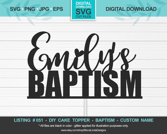 Custom Name Baptism Svg Cupcake Cake Topper Baptism Svg Etsy