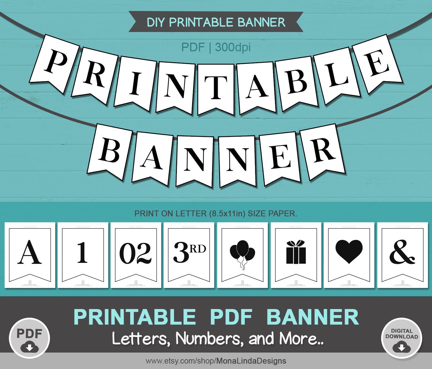 printable pdf banner printable alphabet letter banner etsy