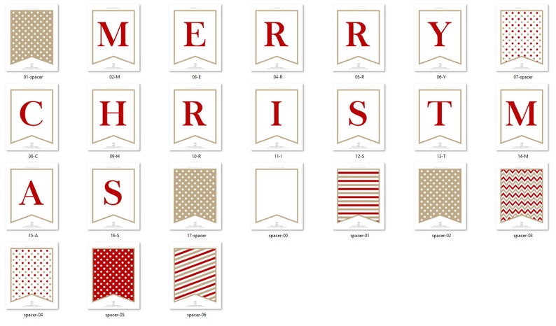 Printable PDF Merry Christmas Banner DIY Printable Christmas Etsy 2sets-2m-diy-christmas-flags-paper-banner-christmas-flags-garland