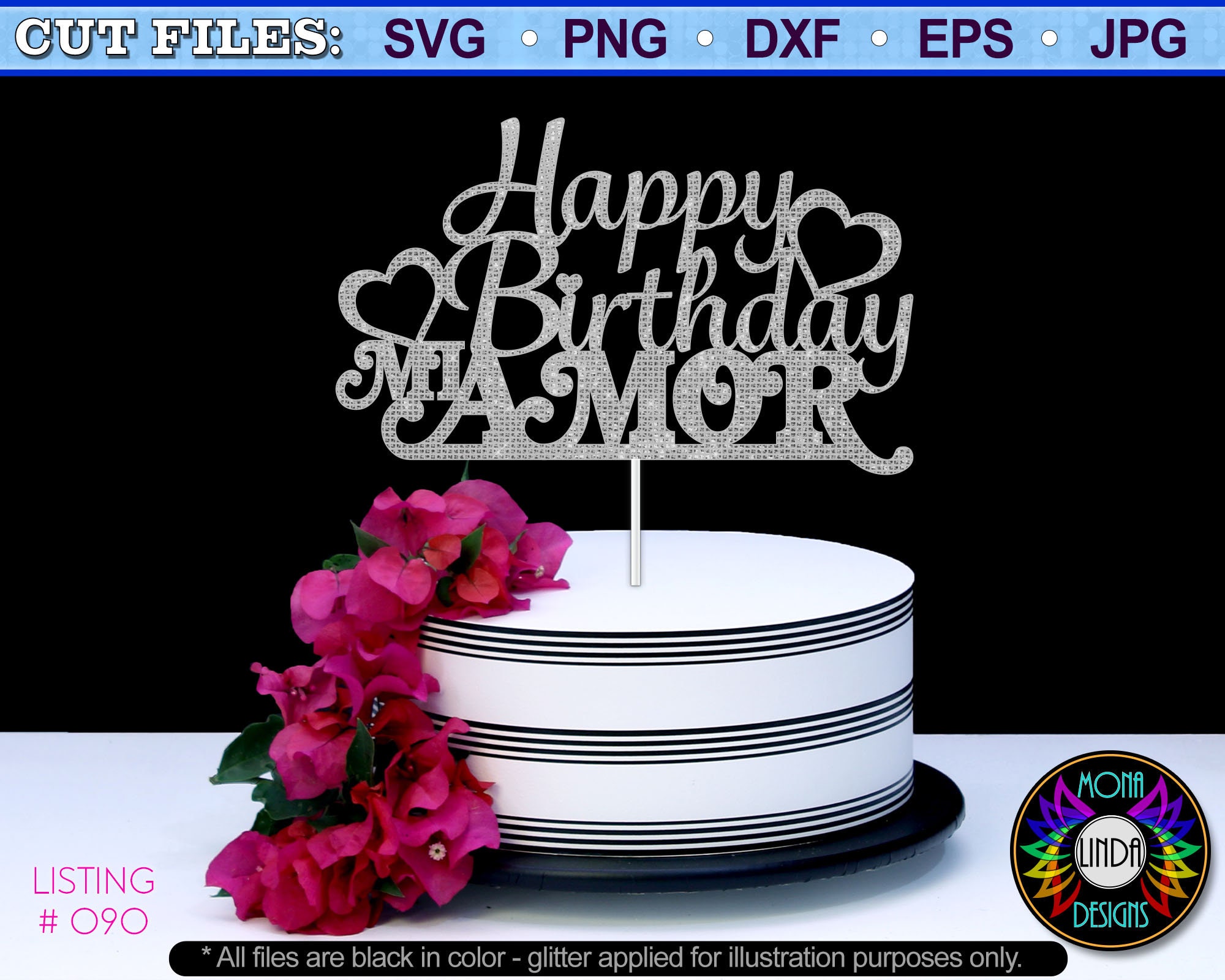 Happy Birthday Mi Amor Svg Cake Topper Birthday Cut File Etsy India
