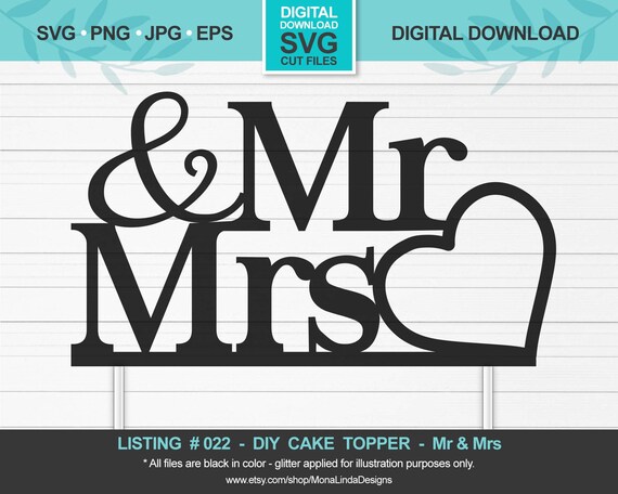 Download Mr and Mrs Cake Topper SVG Mr and Mrs Cake Topper Wedding | Etsy