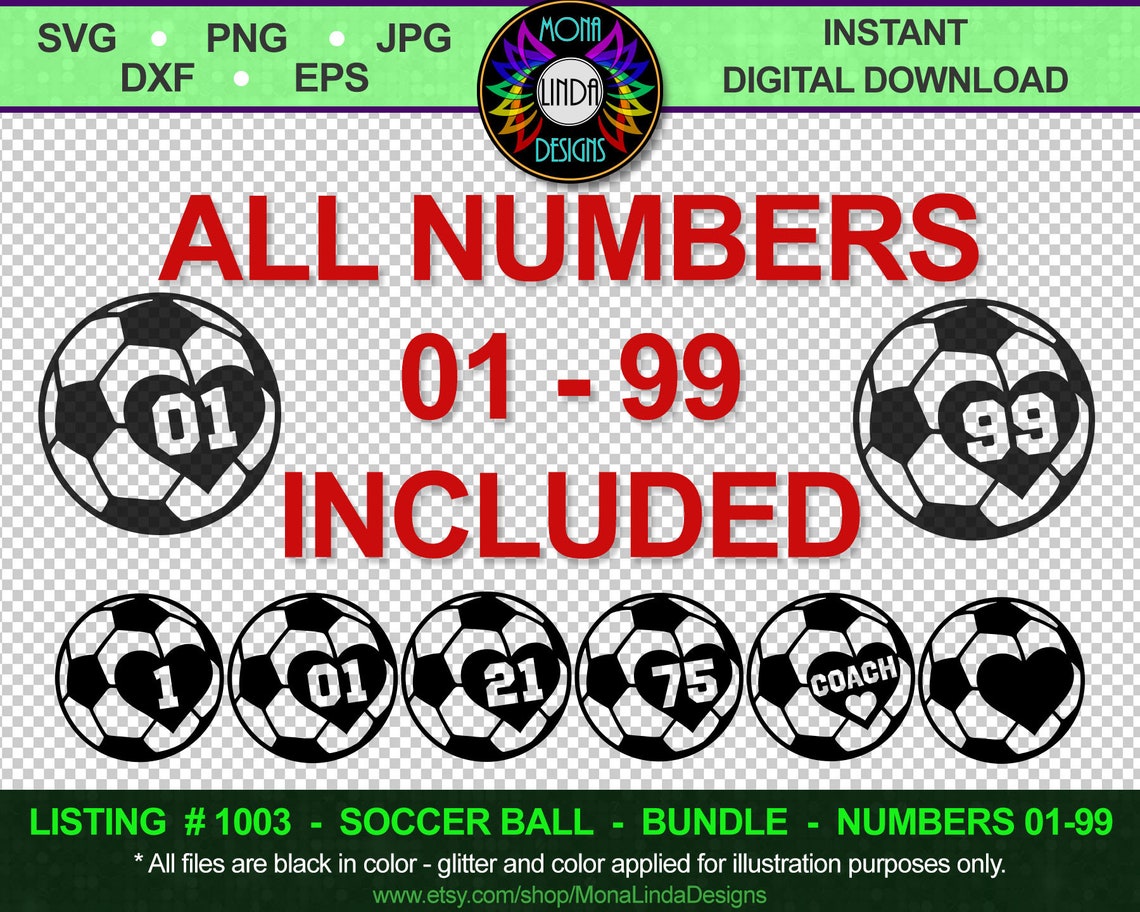 Custom Soccer Ball Bundle SVG Numbers 0199 Soccer ball with Etsy