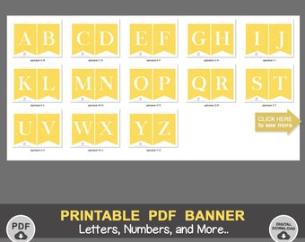 yellow printable pdf bannerprintable alphabet letter etsy