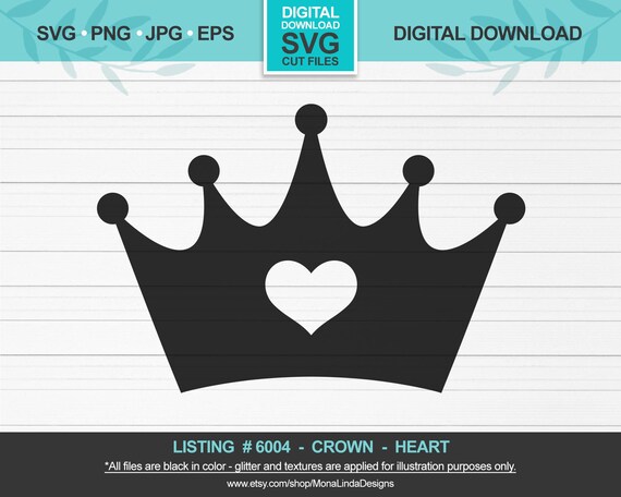 Download Crown With Heart Svg Princess Prince Cut File Etsy