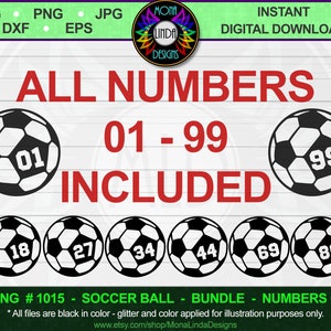 Custom Soccer Ball Bundle SVG, Numbers 01-99, Soccer ball with heart, custom number, Sports, Digital Download,Silhouette,Cricut,Studio.3,DIY
