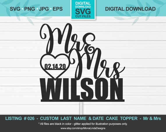 Download CUSTOM Mr and Mrs Cake Topper SVG Cake Topper Wedding | Etsy
