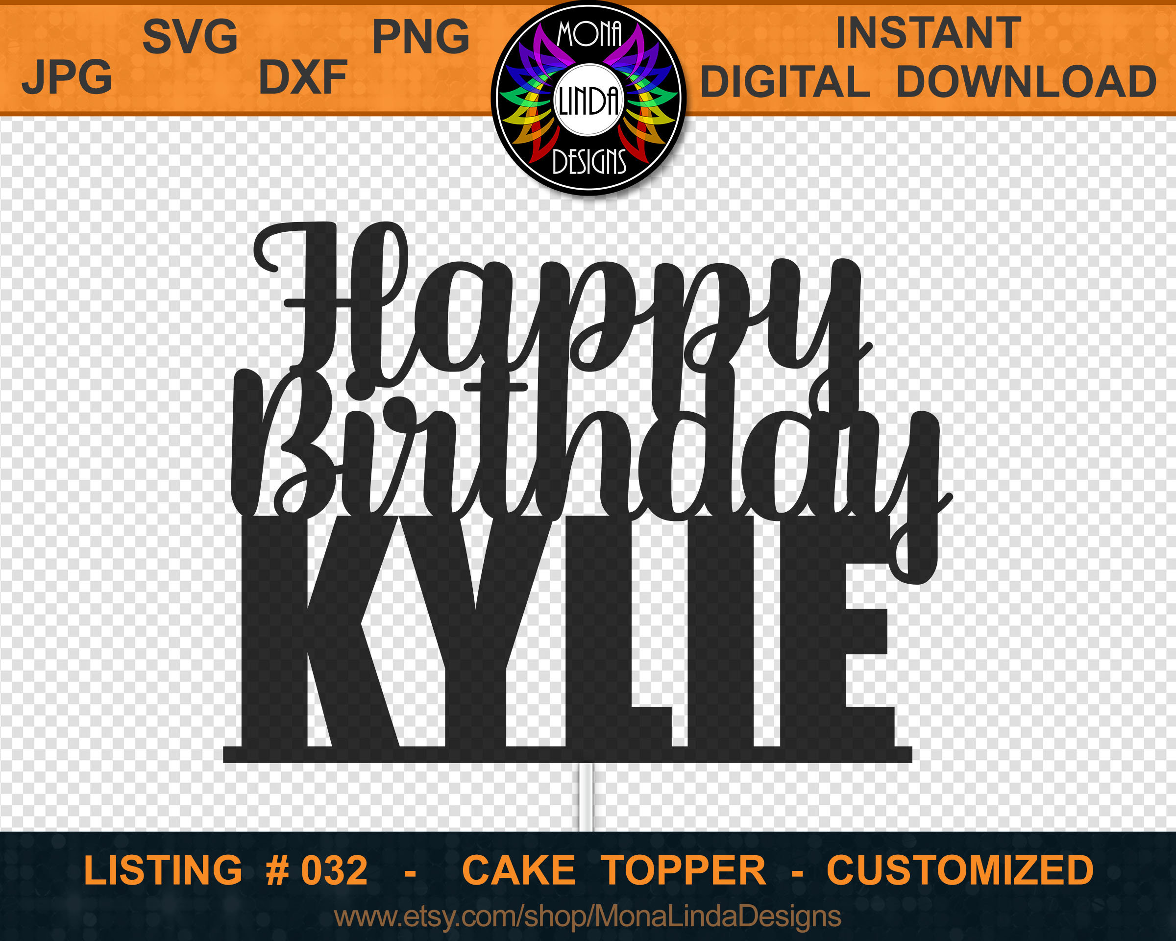 Happy Birthday Kylie Cake Topper SVG PNG DXF Cutting File - Etsy Australia