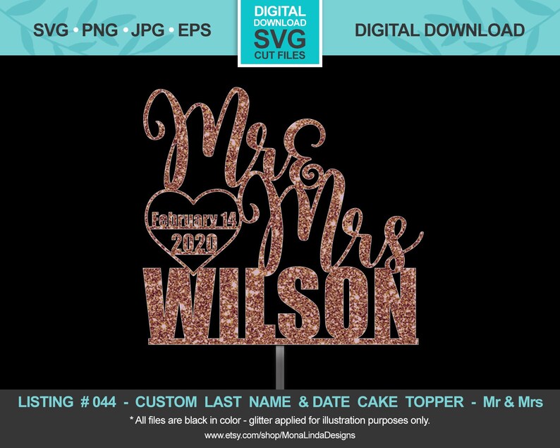 Download CUSTOM Mr and Mrs Cake Topper SVG Cake Topper Wedding | Etsy