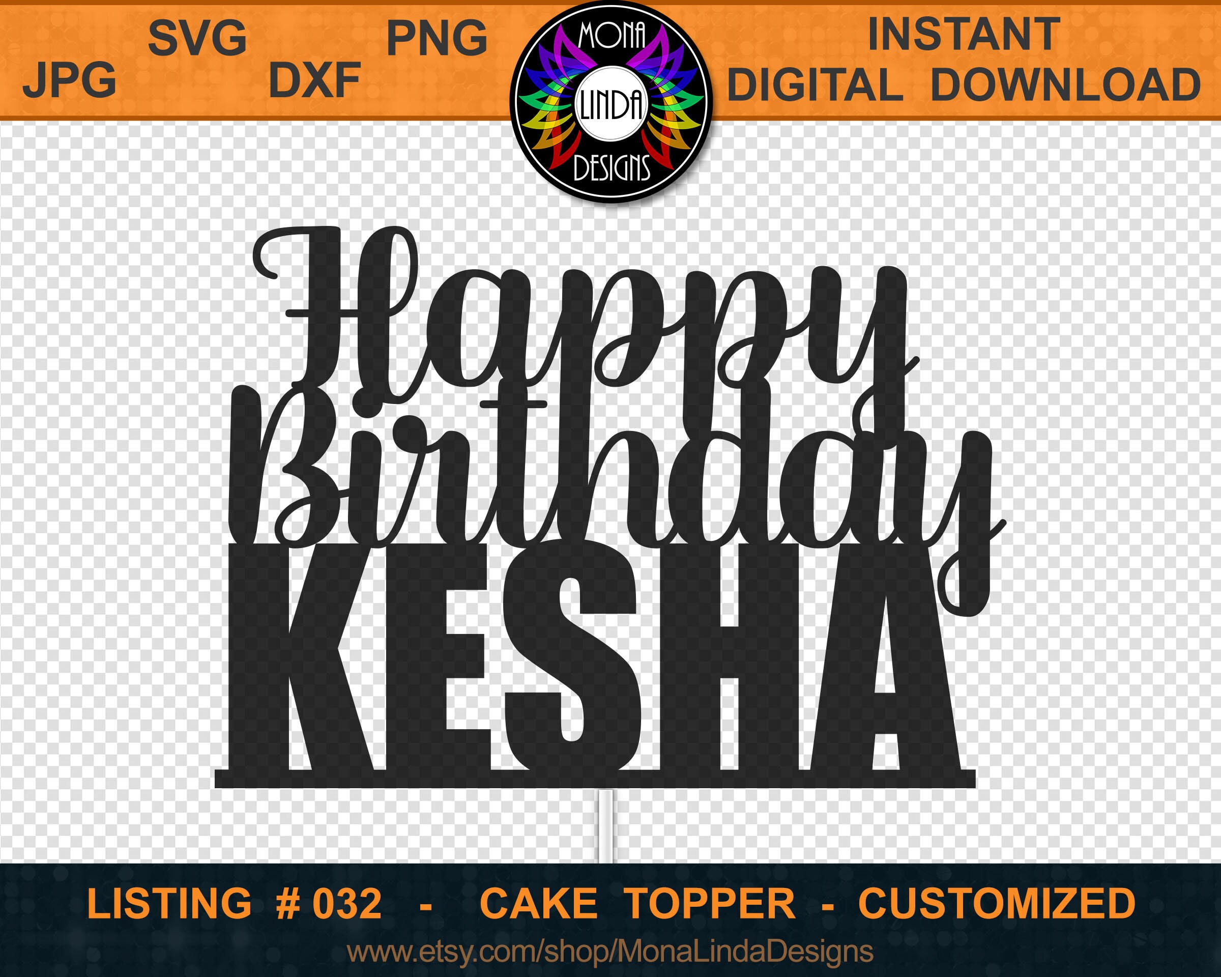Happy Birthday Kesha Cake Topper SVG PNG DXF Cutting File - Etsy UK