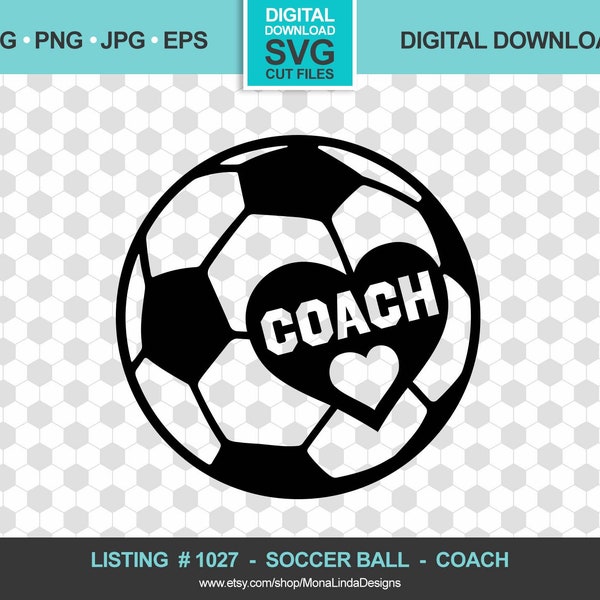 Soccer Ball SVG for COACH, Sports, Instant Digital Download, Silhouette, Cricut, Studio.3, DIY