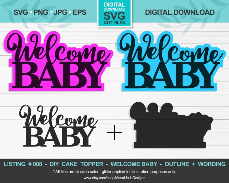 Download Welcome Baby Outline SVG Cake and Cupcake Topper Baby | Etsy