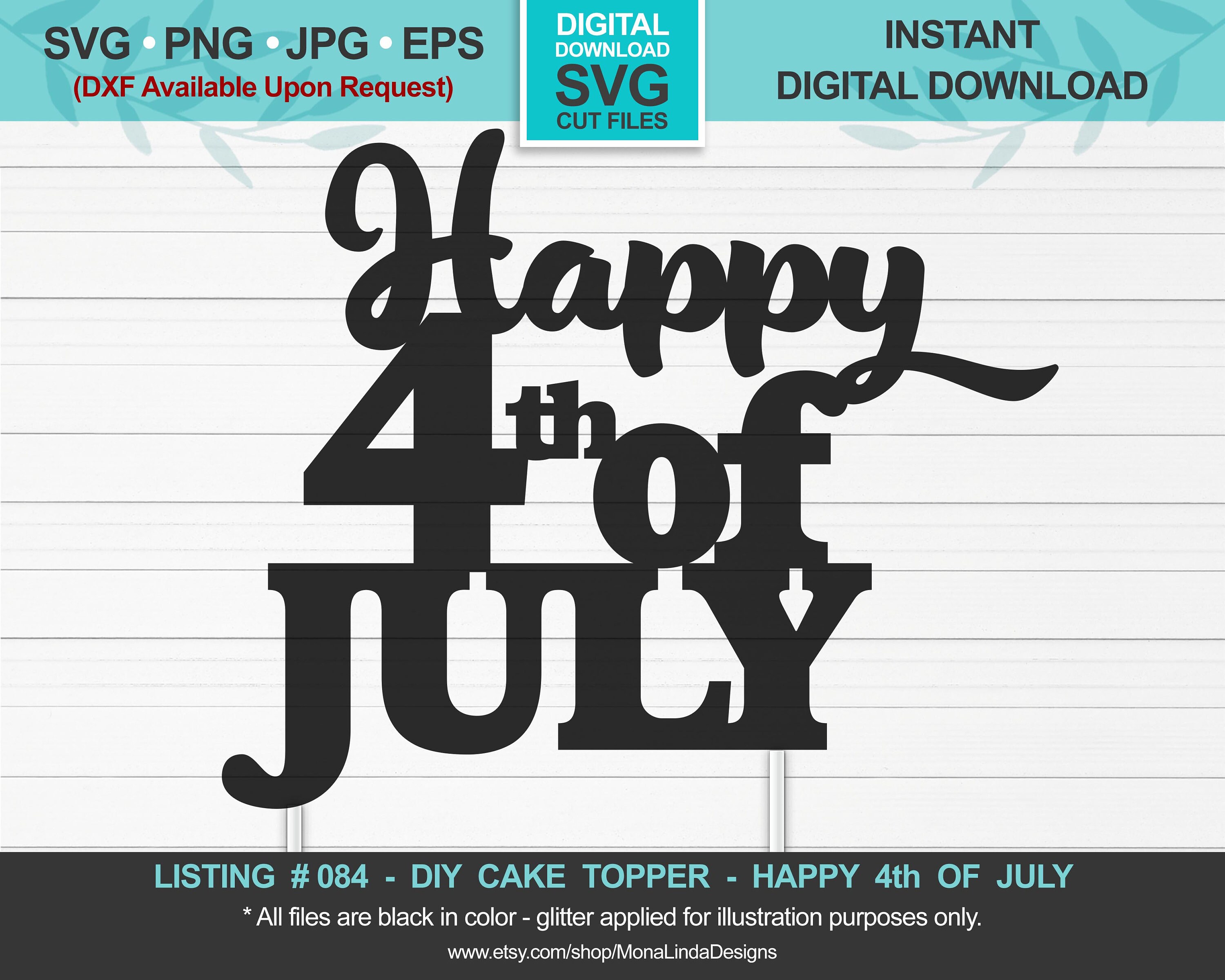 Download Happy 4th Of July Red White And Blue Svg Cake Topper Svg Cut Etsy