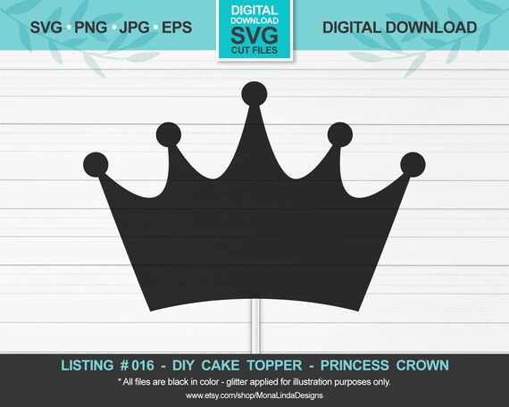 Download Princess Crown Cake Topper Svg Cupcake Cake Topper Etsy