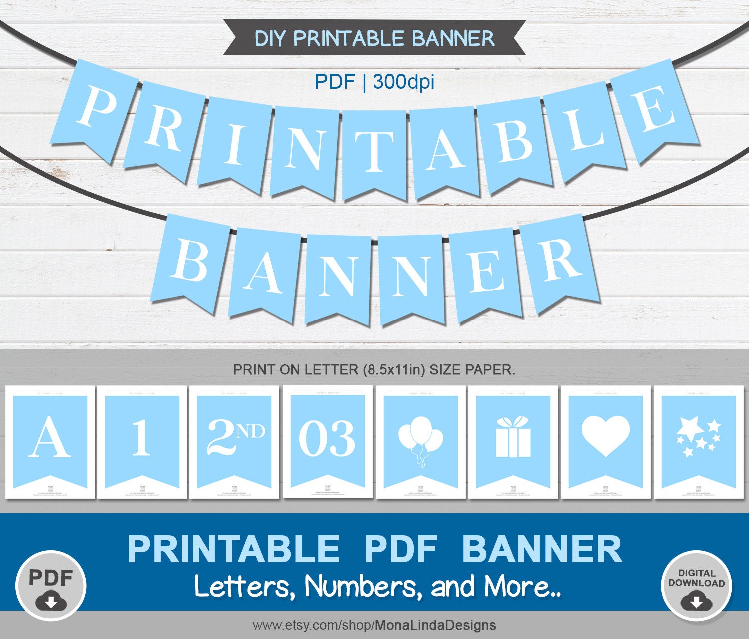 baby blue printable pdf bannerprintable alphabet letter etsy hong kong
