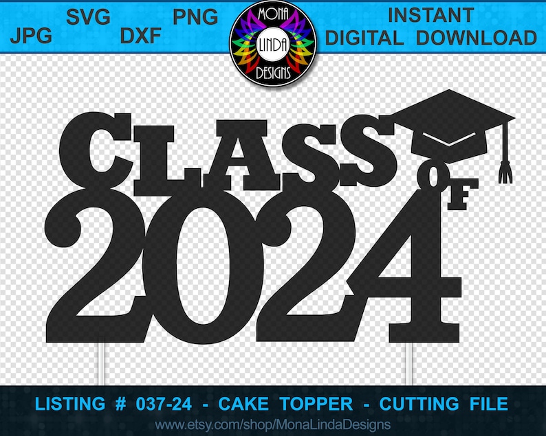 Cake Topper Klasse van 2024 SVG File Afstuderen 2024 Etsy België