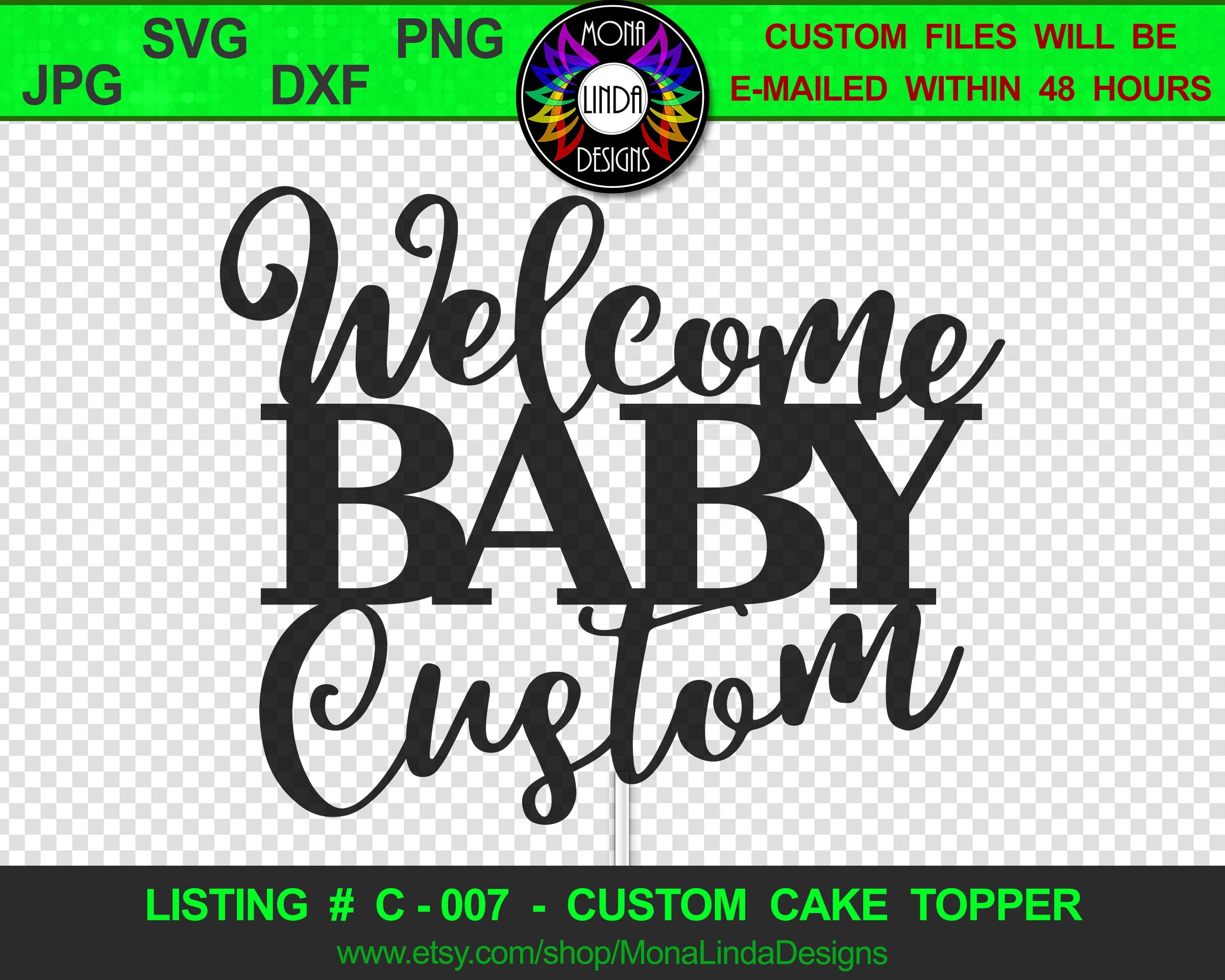Custom Welcome Baby Cake Topper SVG PNG DXF Cutting File - Etsy UK