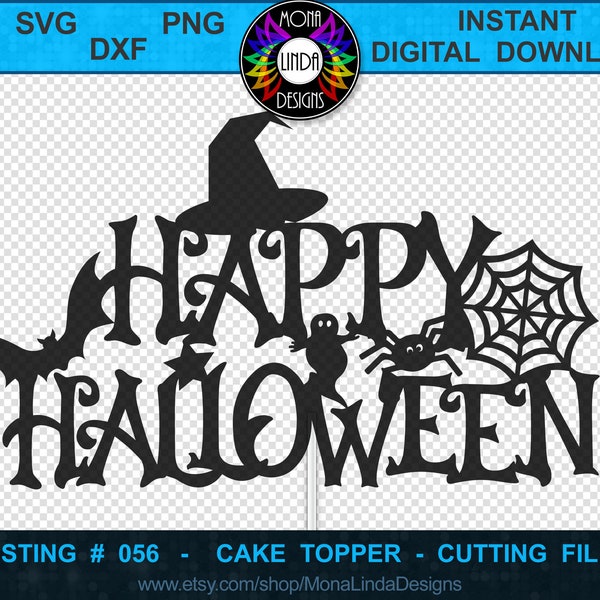 Cake Topper - Happy Halloween | SVG PNG DXF jpg Cutting File | Halloween Cake Topper | Instant Digital Download