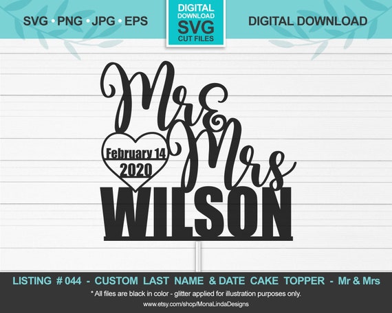 Download Custom Mr And Mrs Cake Topper Svg Cake Topper Wedding Etsy
