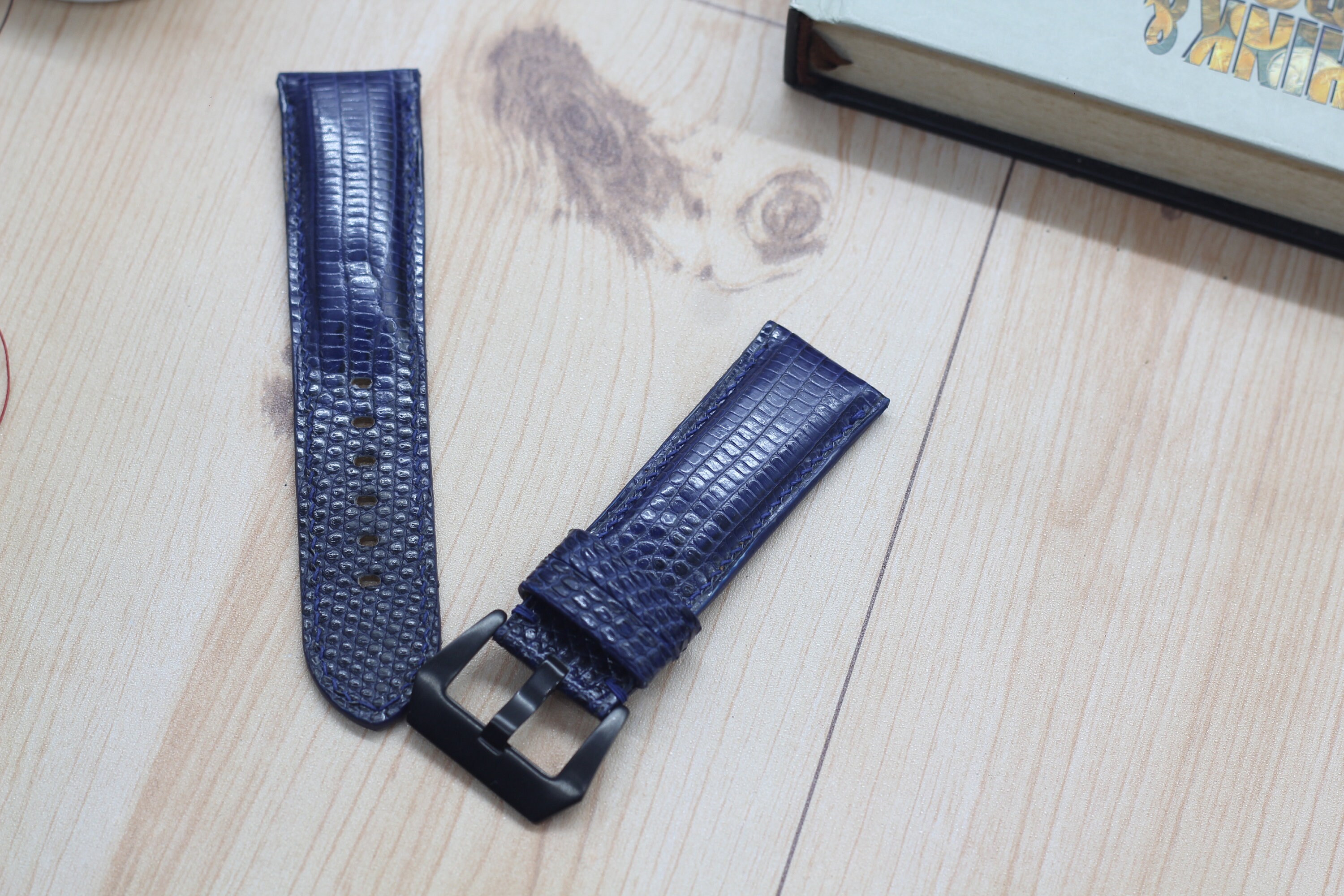 Leather Watch Band Strap For PANERAI Watches Genuine Blue Etsy