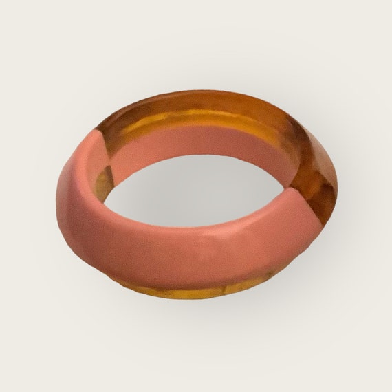 Pink And Tortoise Shell Lucite Bangle - image 1