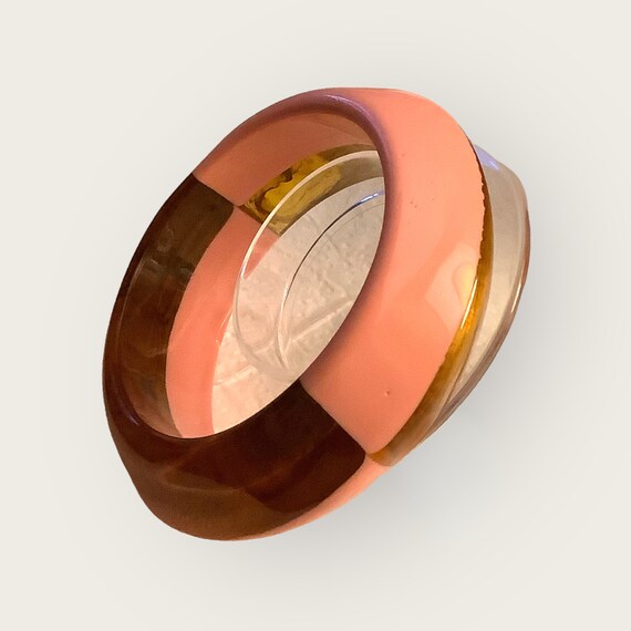 Pink And Tortoise Shell Lucite Bangle - image 5