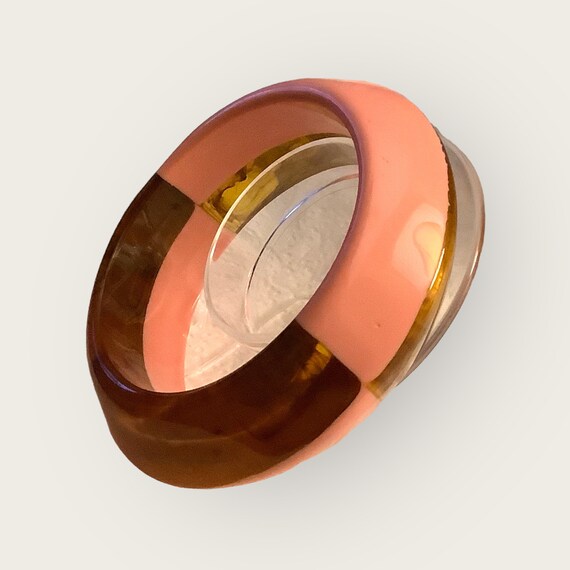 Pink And Tortoise Shell Lucite Bangle - image 3