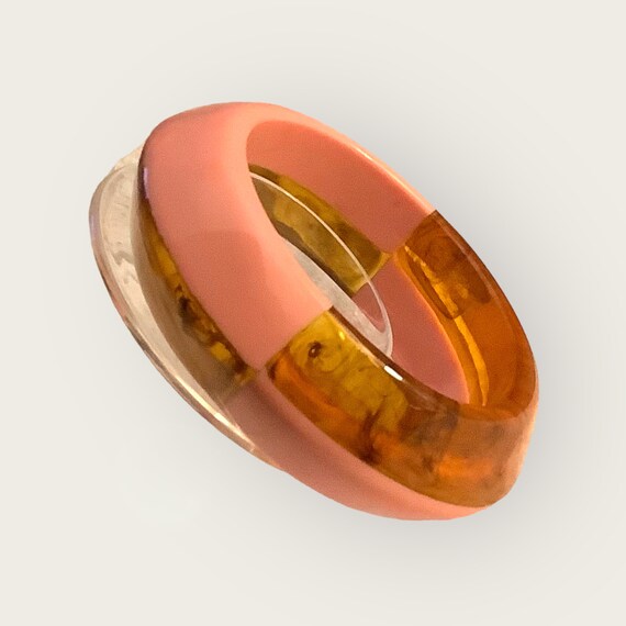 Pink And Tortoise Shell Lucite Bangle - image 6