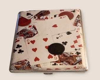 Vintage Cigarette Case With Playing Card Motif