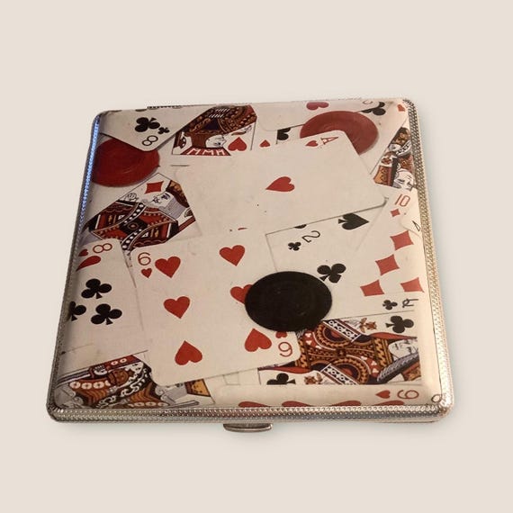 Vintage Cigarette Case With Playing Card Motif