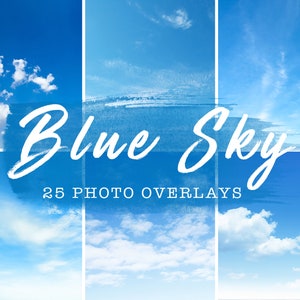 25 Blue Sky Overlays,  Blue Sky , Beach Sky Overlays, Clouds Sky Background Photoshop Overlays JPEG