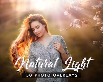 50 Natural Light Photo Overlays: Photoshop JPEG Sun Effects (Digital Download)