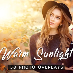 50 Warm Sunlight Photoshop Overlays, JPEG Overlays for Photoshop