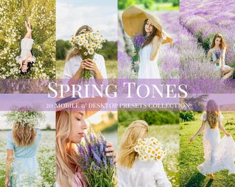 Spring Tones Lightroom Presets: Mobile & Desktop Photo Filters (20 Set)