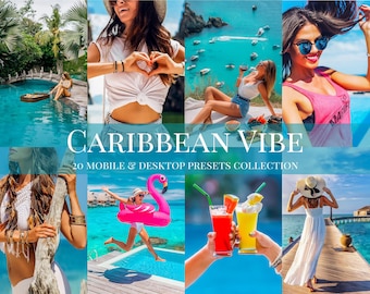 Caribbean Lightroom-voorinstellingen: mobiele en desktopfotofilters (digitale downloadbundel)