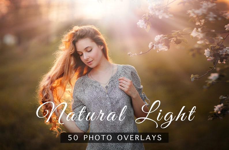 50 Natural Light Photo Overlays, JPEG Overlays for Photoshop, Light Overlays image 1