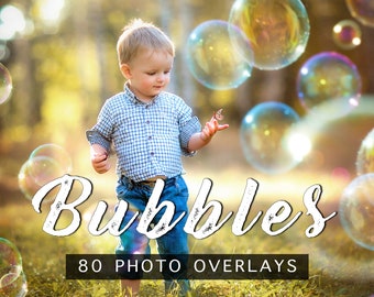 80 Blasen Overlays, fotorealistische Seifenblasen für Photoshop