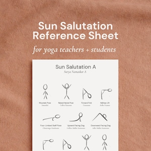 Ashtanga Sun Salutation A | Hand-Illustrated Reference Sheet for Yoga Teachers + Students | Digital Download PDF (English + Sanskrit)