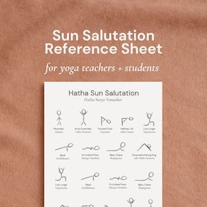 Hatha Sun Salutation | Hand-Illustrated Reference Sheet for Yoga Teachers + Students | Digital Download PDF (English + Sanskrit)
