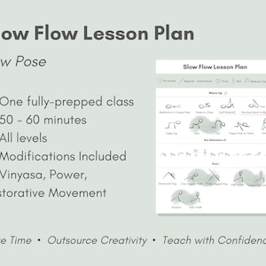 Slow Flow Lesson Plan for Yoga Teachers Instant Download, Pre-Sequenced Full Yoga Class Plan, Vinyasa Power Restorative, Bow Pose Heart Open