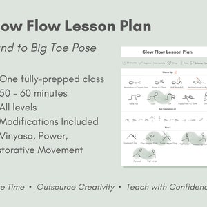 Slow Flow Lesson Plan for Yoga Teachers Instant Download, Pre-Sequenced Full Yoga Class Plan, Vinyasa Power Restorative, Balance, Grounding