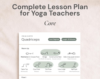 Piano di lezione di yoga pre-sequenziato per insegnanti / Lezione di Vinyasa Slow Flow focalizzata sul core / Download immediato in PDF