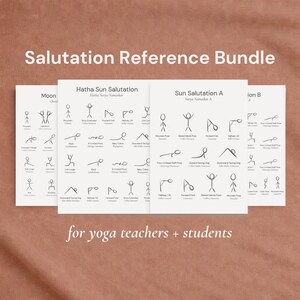 Sun + Moon Salutations Bundle — Visual Yoga Sequence Reference Sheets (Ashtanga A, Ashtanga B, Hatha + Moon)