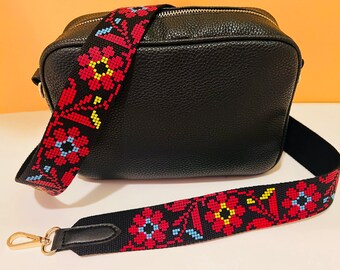 Sangle de sac style broderie Tatreez, motif imprimé fait main (Cricut)