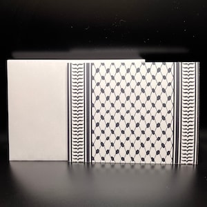 Kuffiyeh-wenskaart 10 count envelop inbegrepen, Palestijnse zwart-witte aangepaste kuffiyeh-kaart
